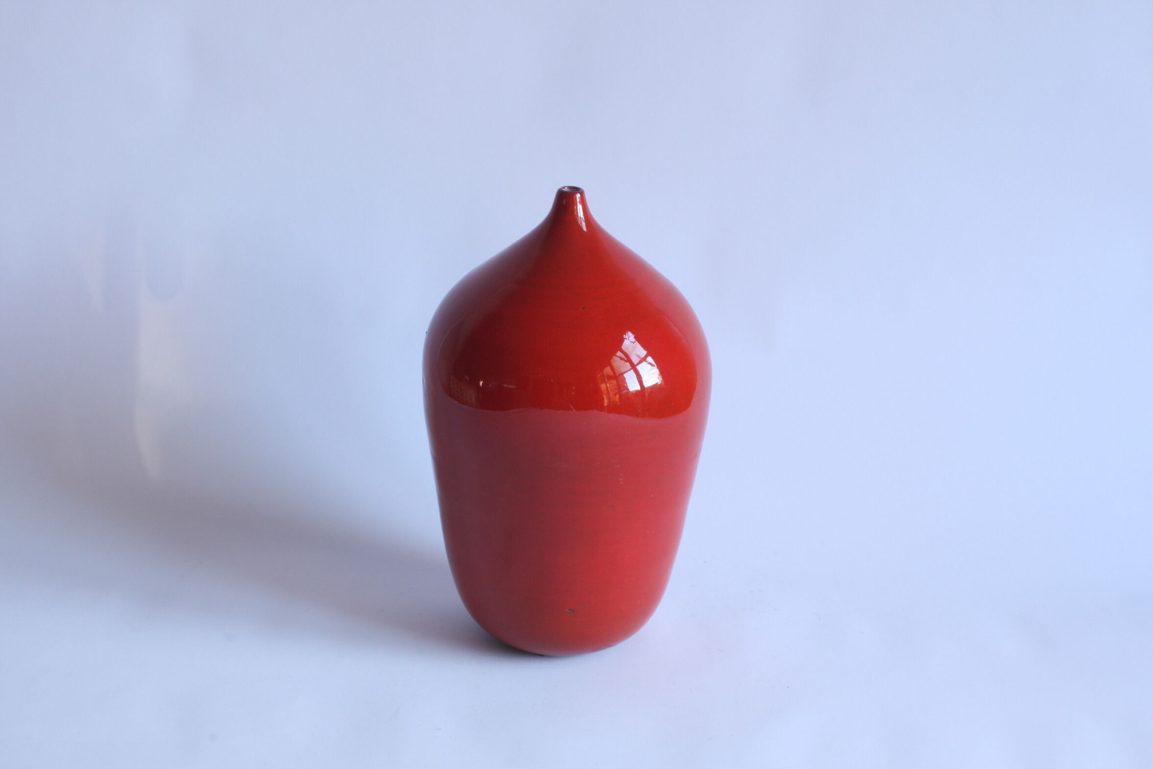 Red glazed ceramic vase by Paco, Belgium 1960s