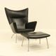 Wing chair & matching ottoman – CH445 & CH446 – by Hans Wegner