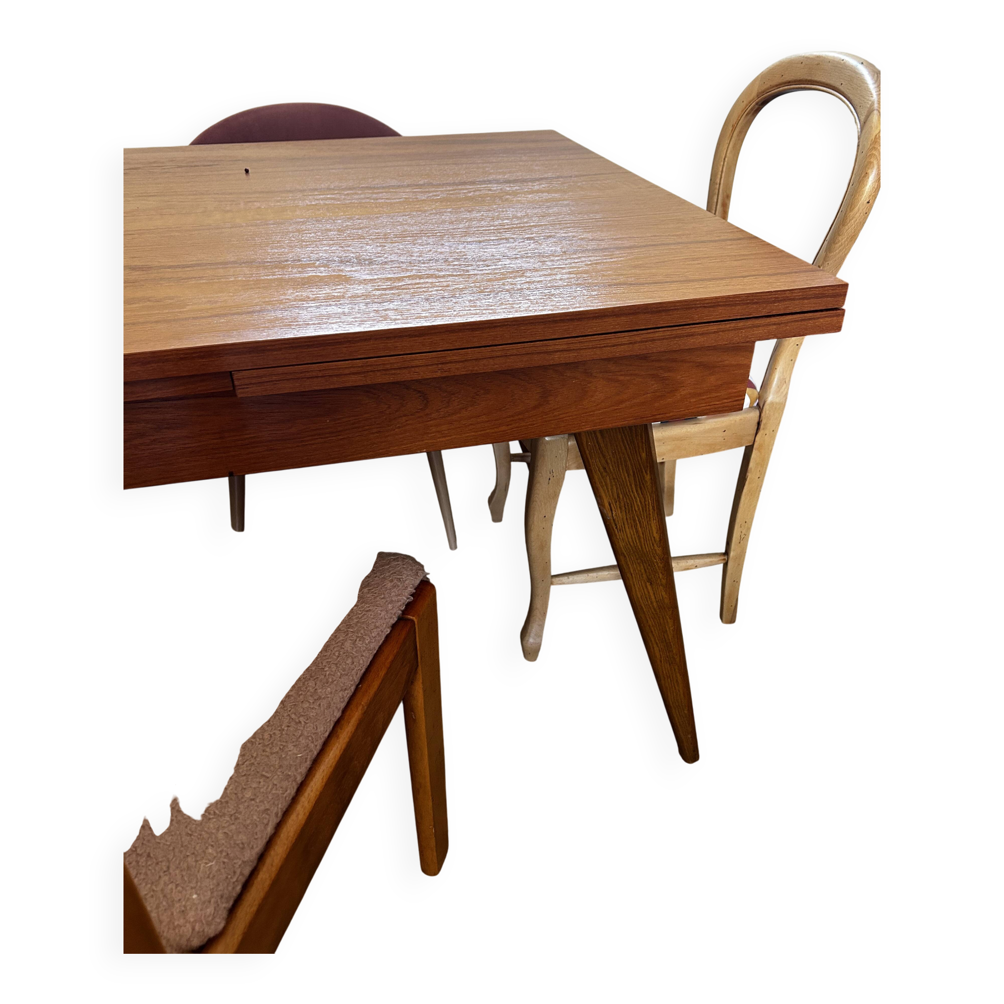 Vintage table with tapered legs.
