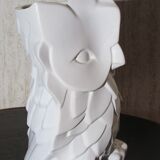 Contemporary vase in the shape of an owl, white ceramic
