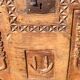 18th century chest, front view, carved with Menorahs and Hebrew symbols