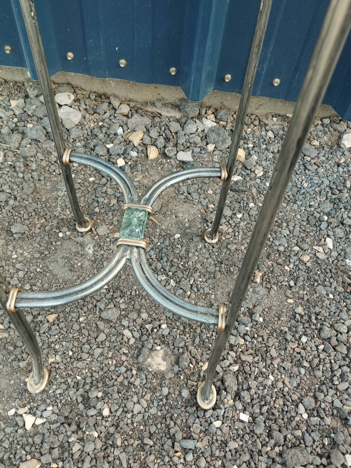 Vintage metal and glass side table