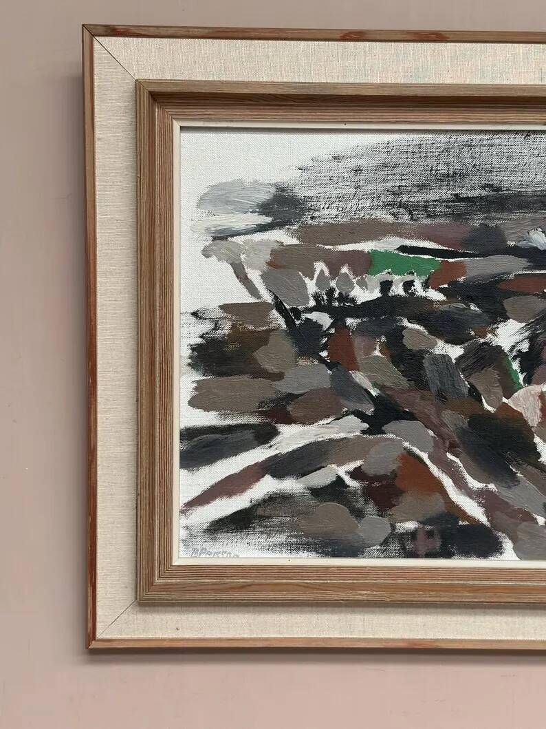 Original Swedish Oil on Canvas – "Abstract" by B. Person – Signed – Vintage and Framed – 53 x 44 cm (20.8" x 17.3")