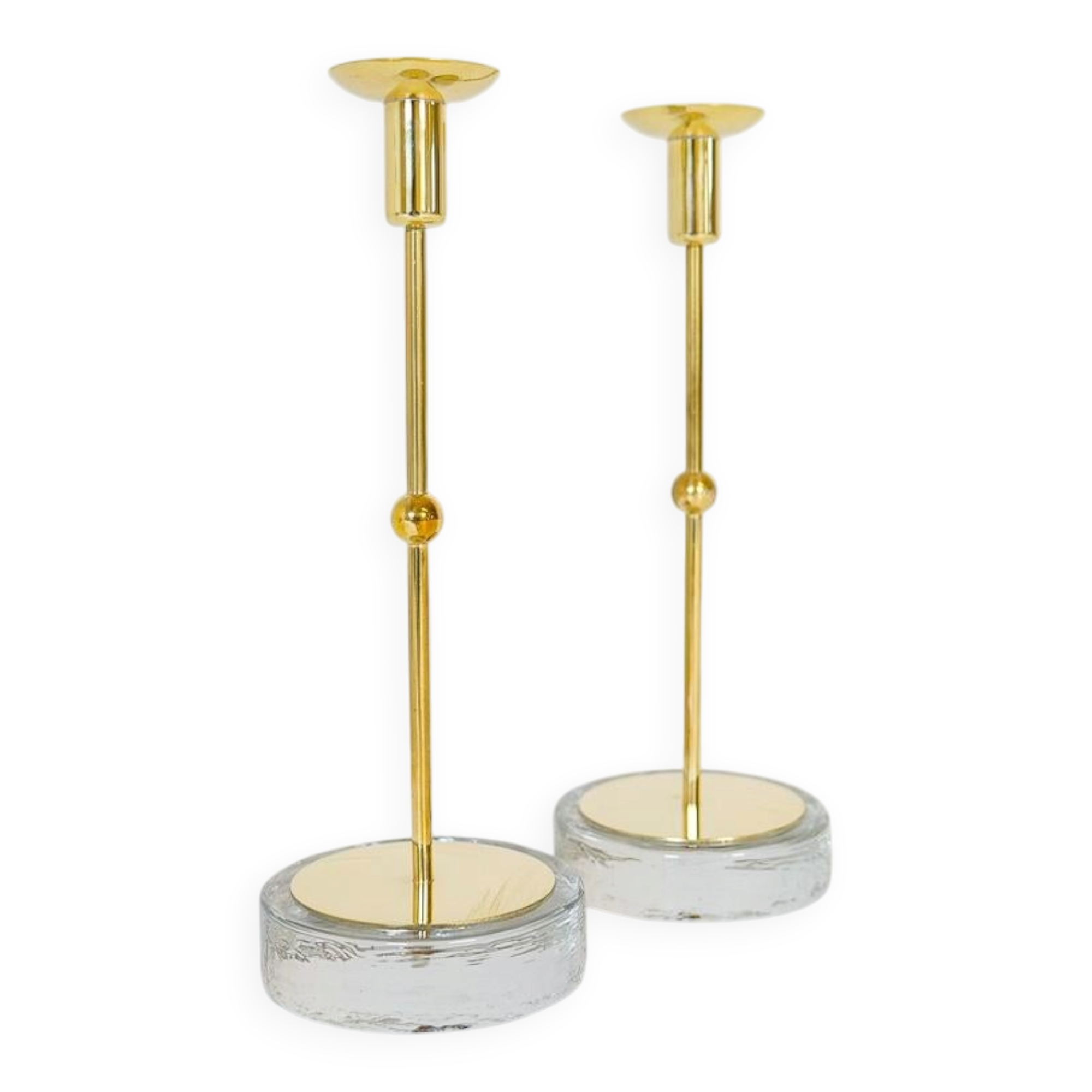Set of 4 mid-century candle holders Ystad Metall, Sweden, 1950s