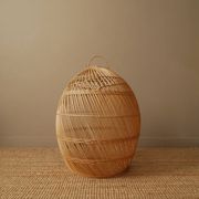 Suspension in vintage woven natural rattan wicker, handcrafted, handmade bohemian style