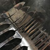 Pop-up Christmas 2022 Fish cutlery (3 knives and 3 forks) silver metal.