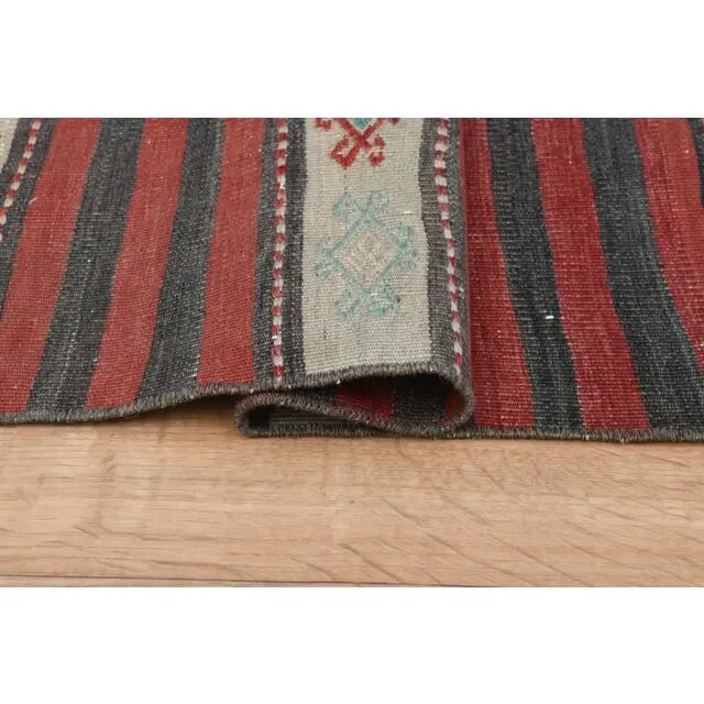 Turkish Vintage Kilim Oushak Handmade Woven Wool Runner Rug 73x350