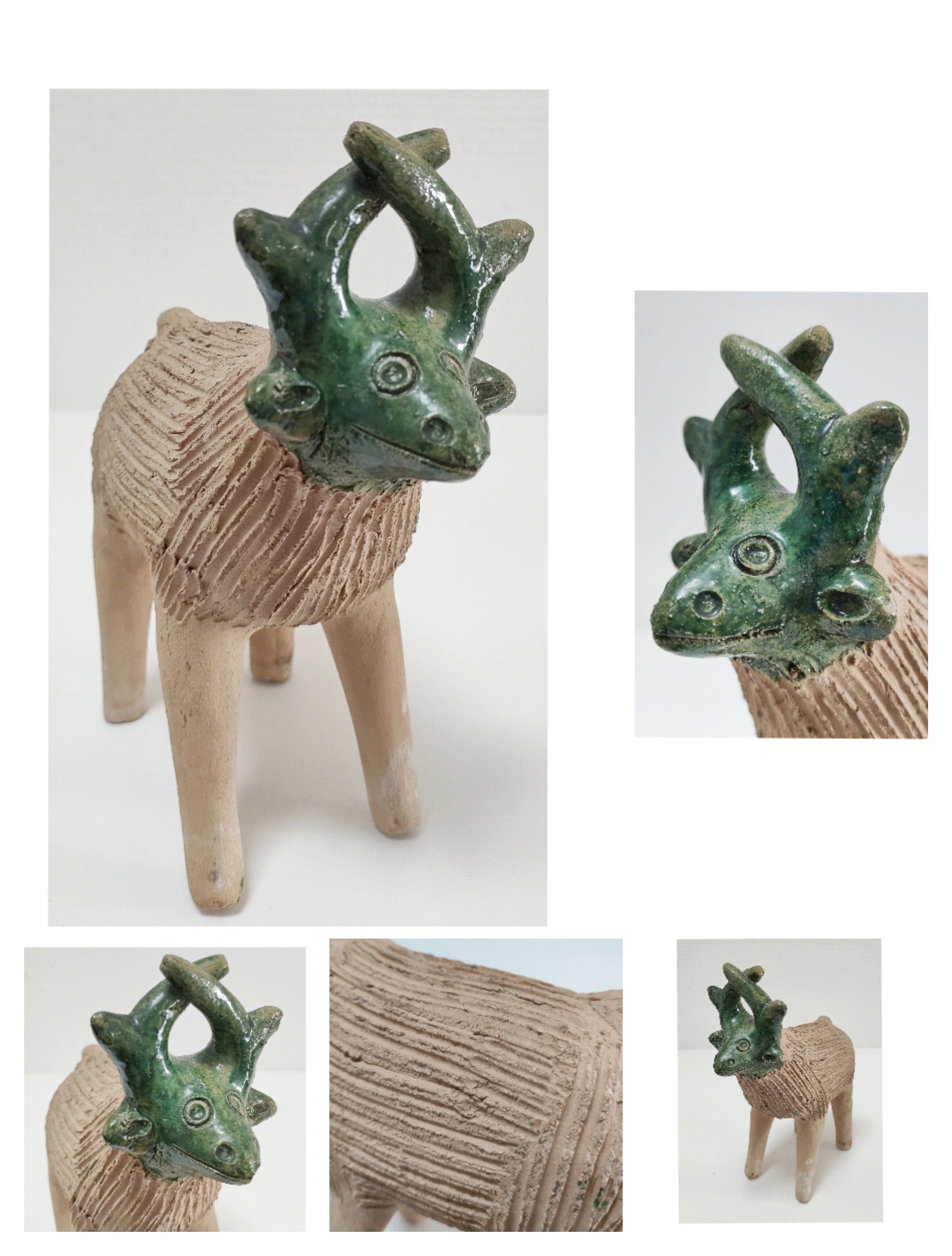 Vase picnic zoomorphic cow ceramic 70s