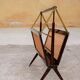 Folding magazine holder wood and caning by Cesare Lacca, made in Italy
