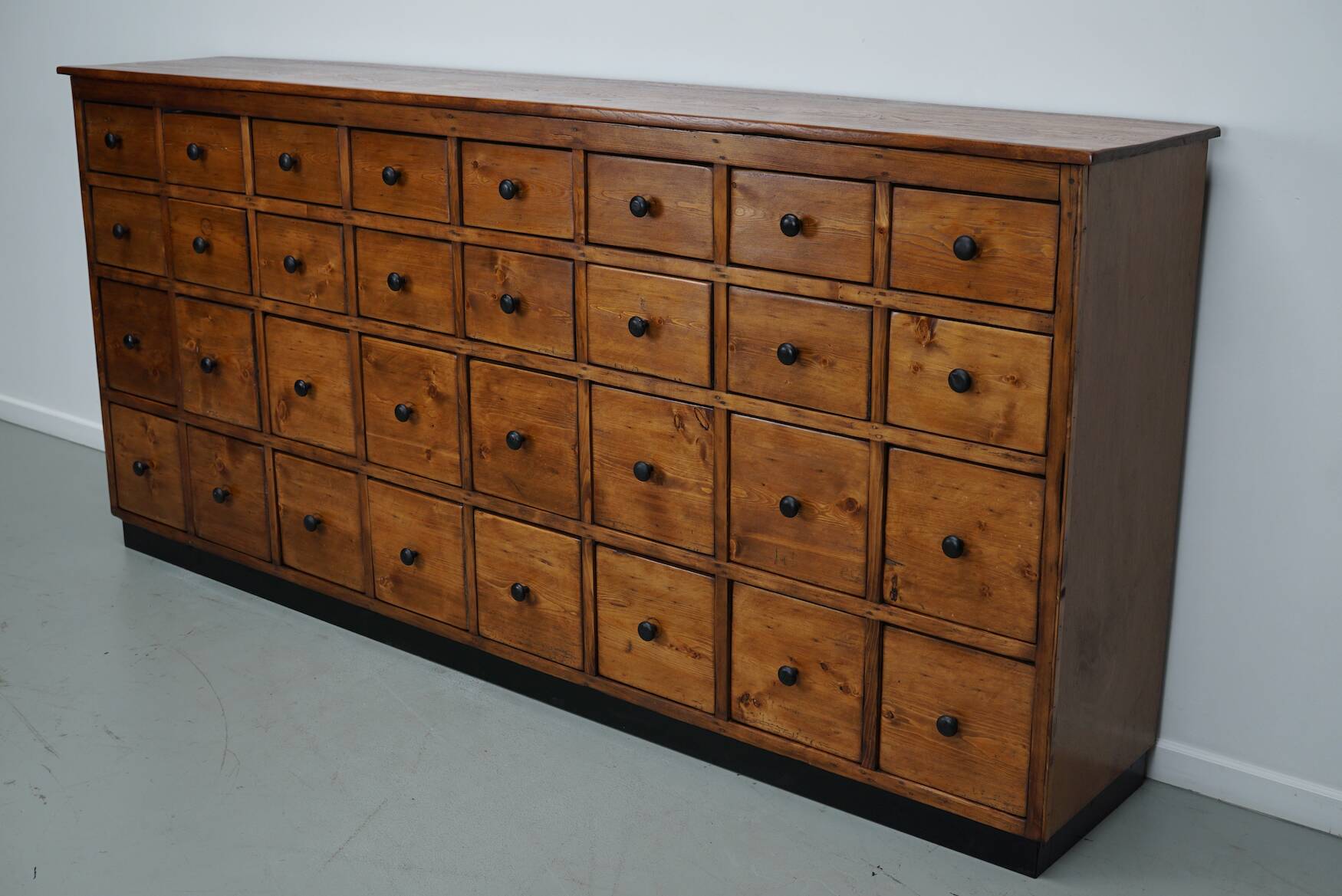 Large German Pine Industrial Apothecary / Shop Cabinet, 1950s