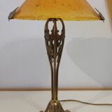 Magnificent art nouveau lamp designed for naudy and blown glass 1960