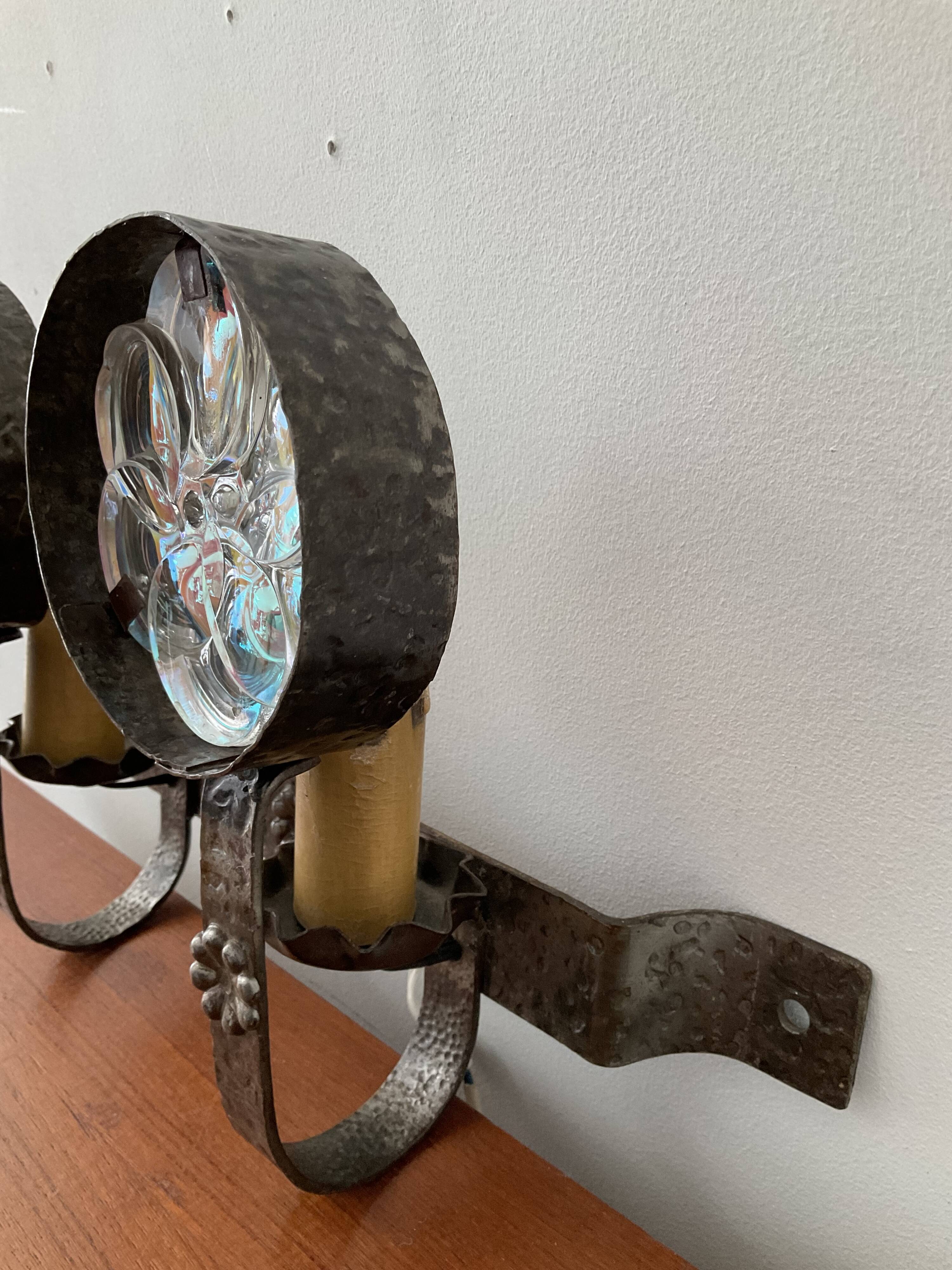 Vintage wall lamps in wrought iron and Murano glass paste from the 50s and 60s