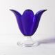 Cobalt Blue Vintage Glass Vase / Mid-century Tulip Flower Vase. Portugal
