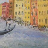 Huile sur panneau du Grand Canal à Venise