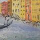 Huile sur panneau du Grand Canal à Venise
