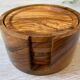6 coasters in olive wood and their storage box