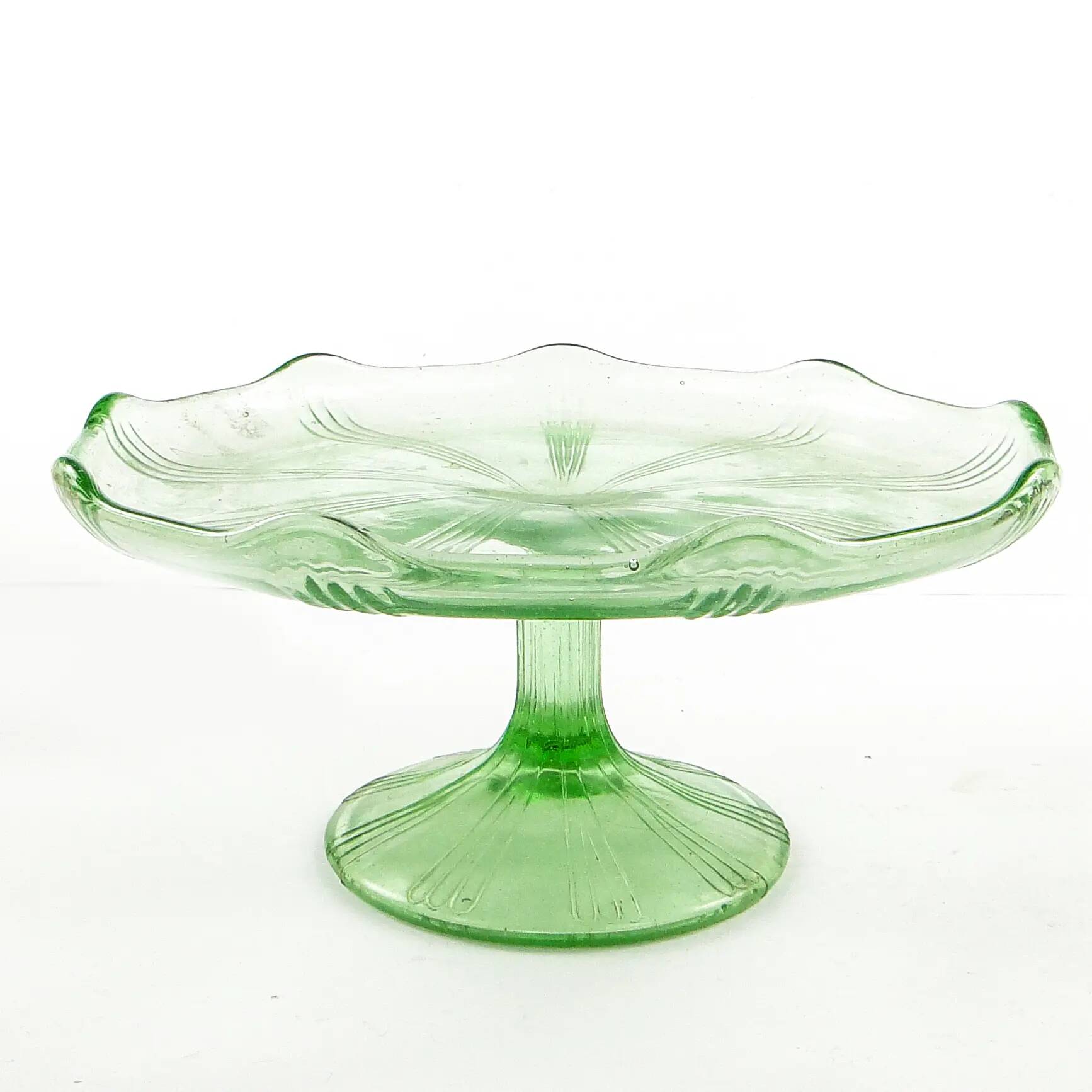 Art Deco cake stand, glass, Ząbkowice, Poland, 1970s