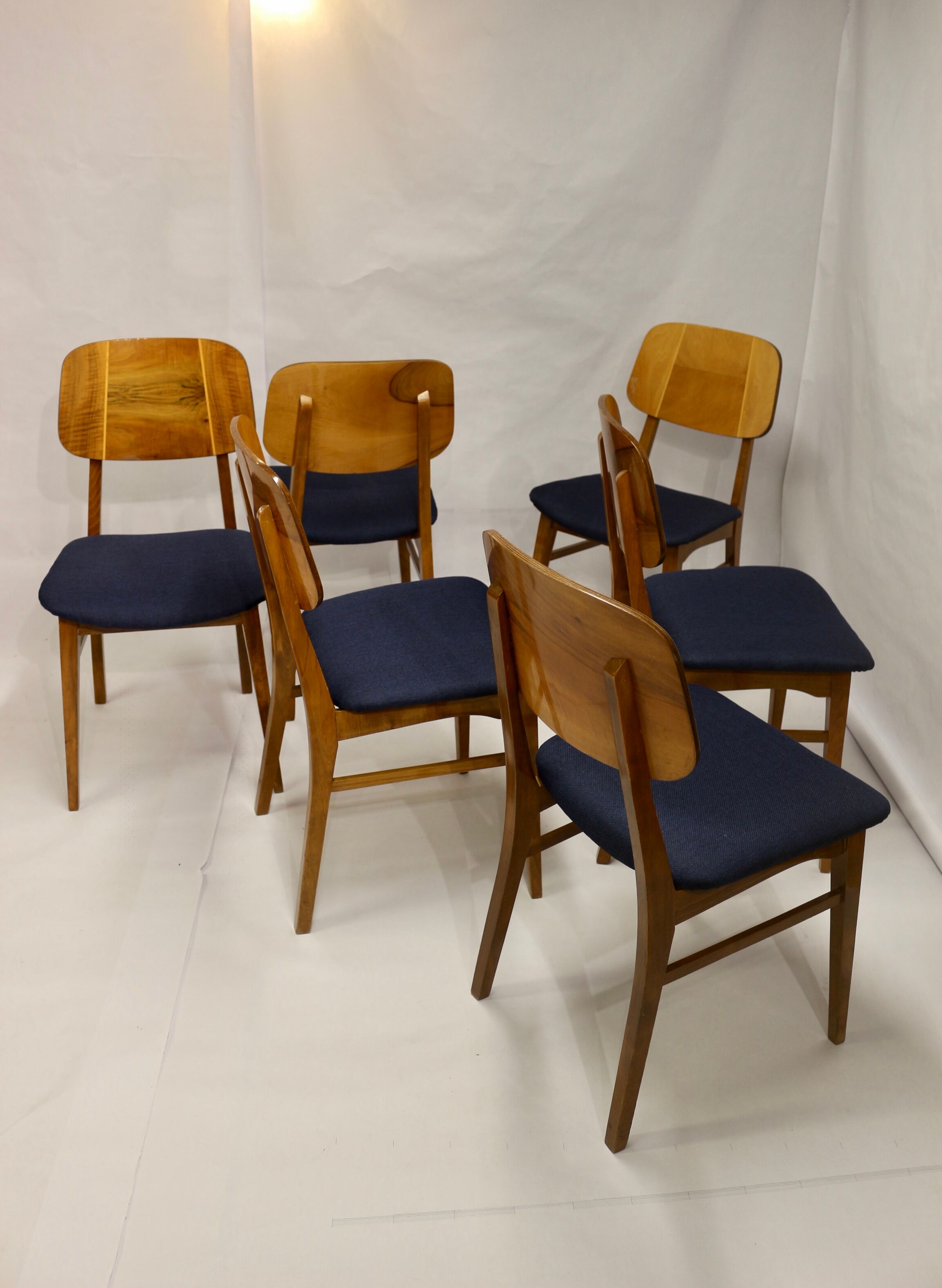 Set of six chairs design year 60,70 traditional slatted wood