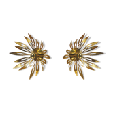 Pair of 1970 golden flower appliques