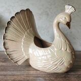Planter iridescent peacock ceramic