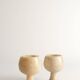Hand Turned Light Brown Onyx Goblets Candleholders, Set of 2