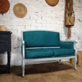 Louis Philippe grey and duck blue bench seat