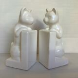 Pair of greenhouse books cats white earthenware