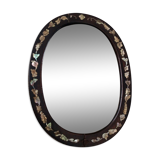 Bevelled mirror with wooden frame and mother-of-pearl 26.7 x 20.4 cm