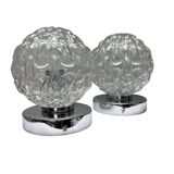 Paire d’appliques murales chromées globes en verre vintage
