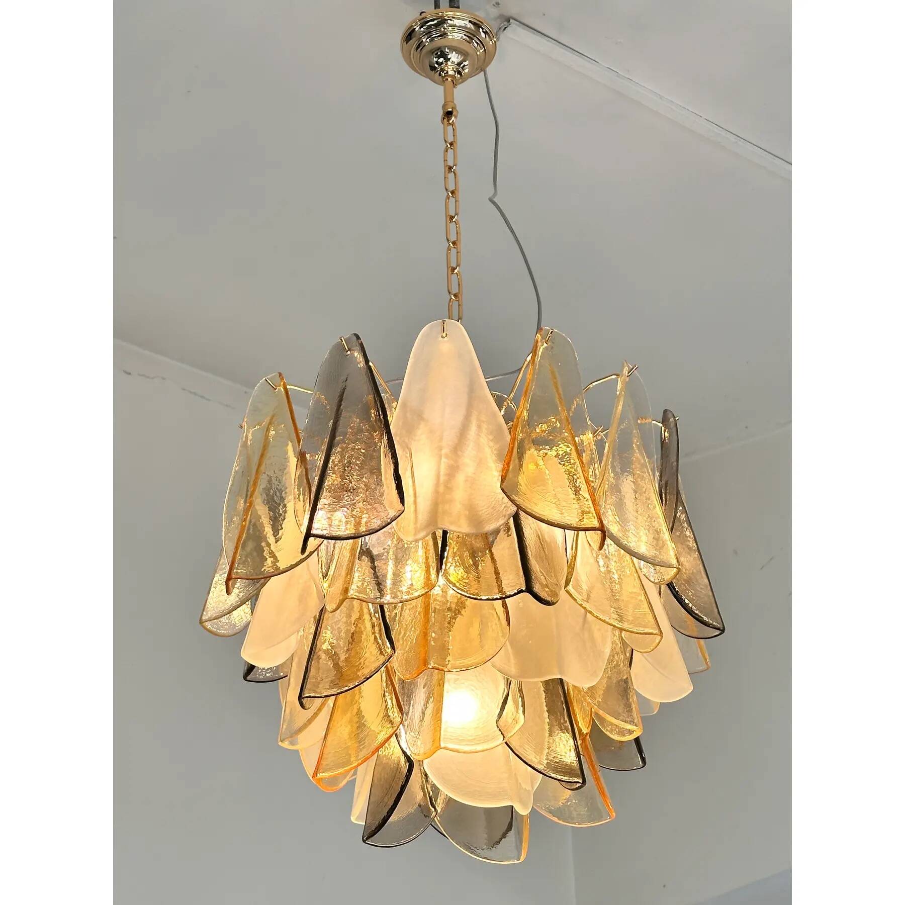 Contemporary Modern Multicolour Amber "Rondini" Murano Chandelier by Simoeng
