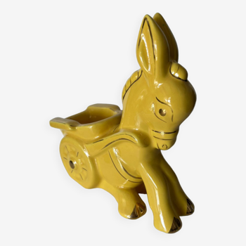 Glazed ceramic yellow donkey trinket bowl