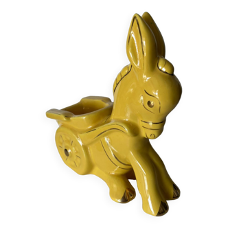 Glazed ceramic yellow donkey trinket bowl