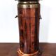 Vintage Florentine umbrella stand made of reclaimed wood and brass.