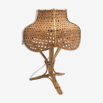 Tripod lamp in wicker and rattan