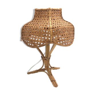 Tripod lamp in wicker and rattan