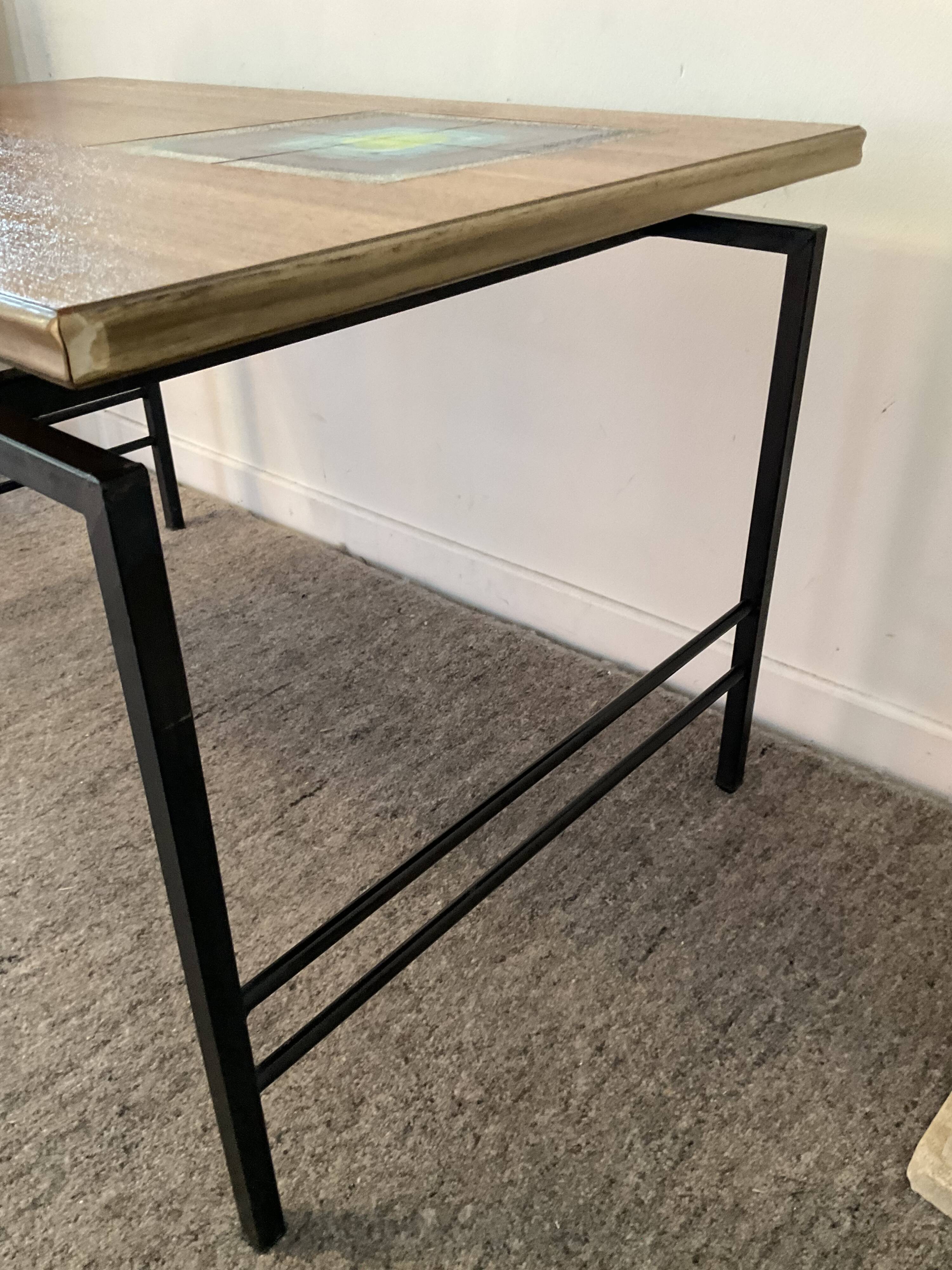 Vintage coffee table in wood and metal years 60/70
