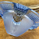 Antique Art Deco lamp from the 1930s, wrought iron with a blue basin in the Ezan style.