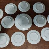 Dessert service twelve plates and round dish Bavaria China blau porcelain