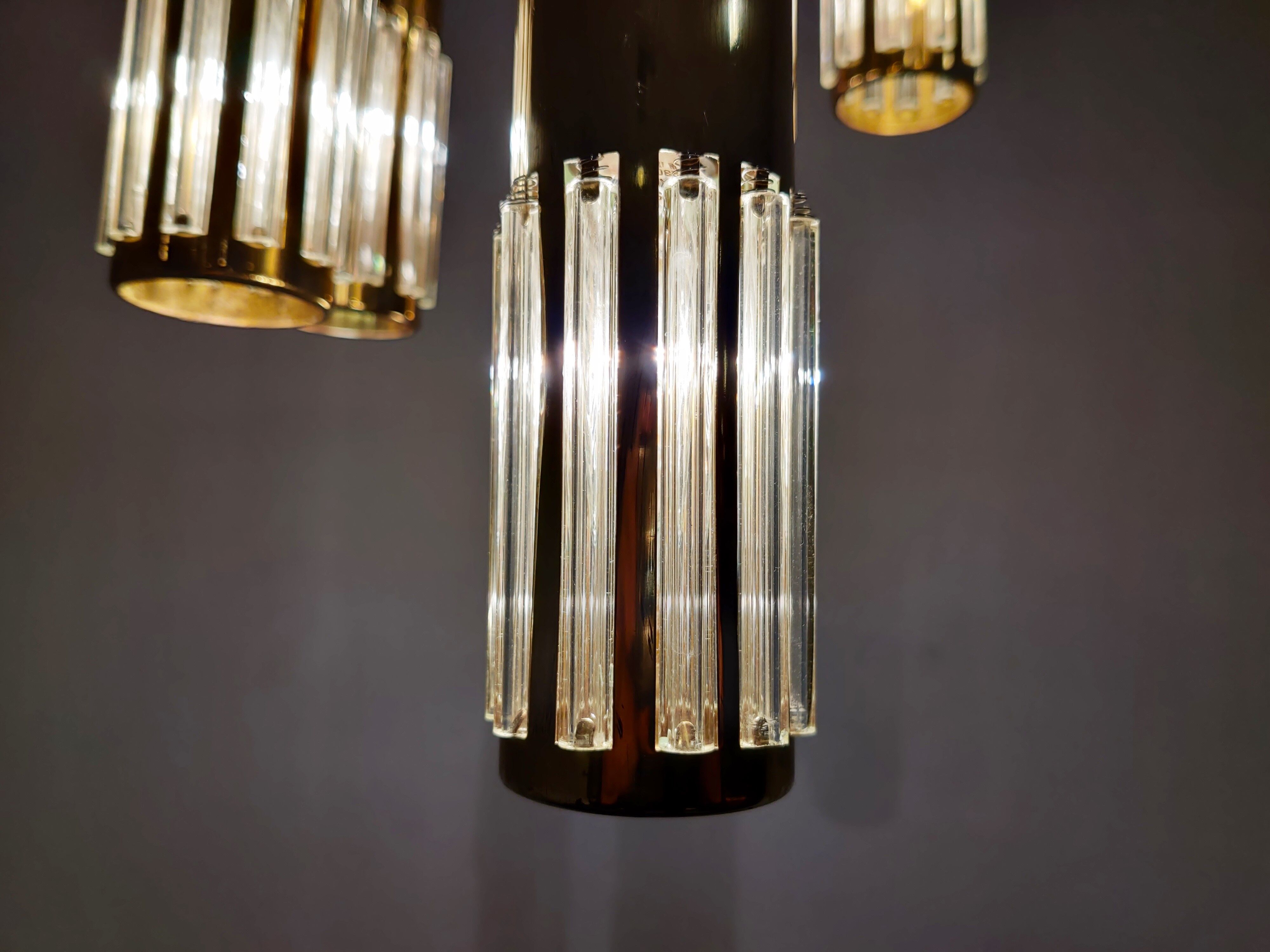 Vintage brass cascading chandelier, 1970s