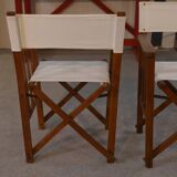 Pair of folding director's chairs in oak and fabric, 1960s