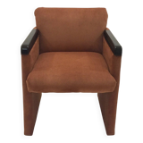 Pair of reupholstered ribbed velvet armchairs