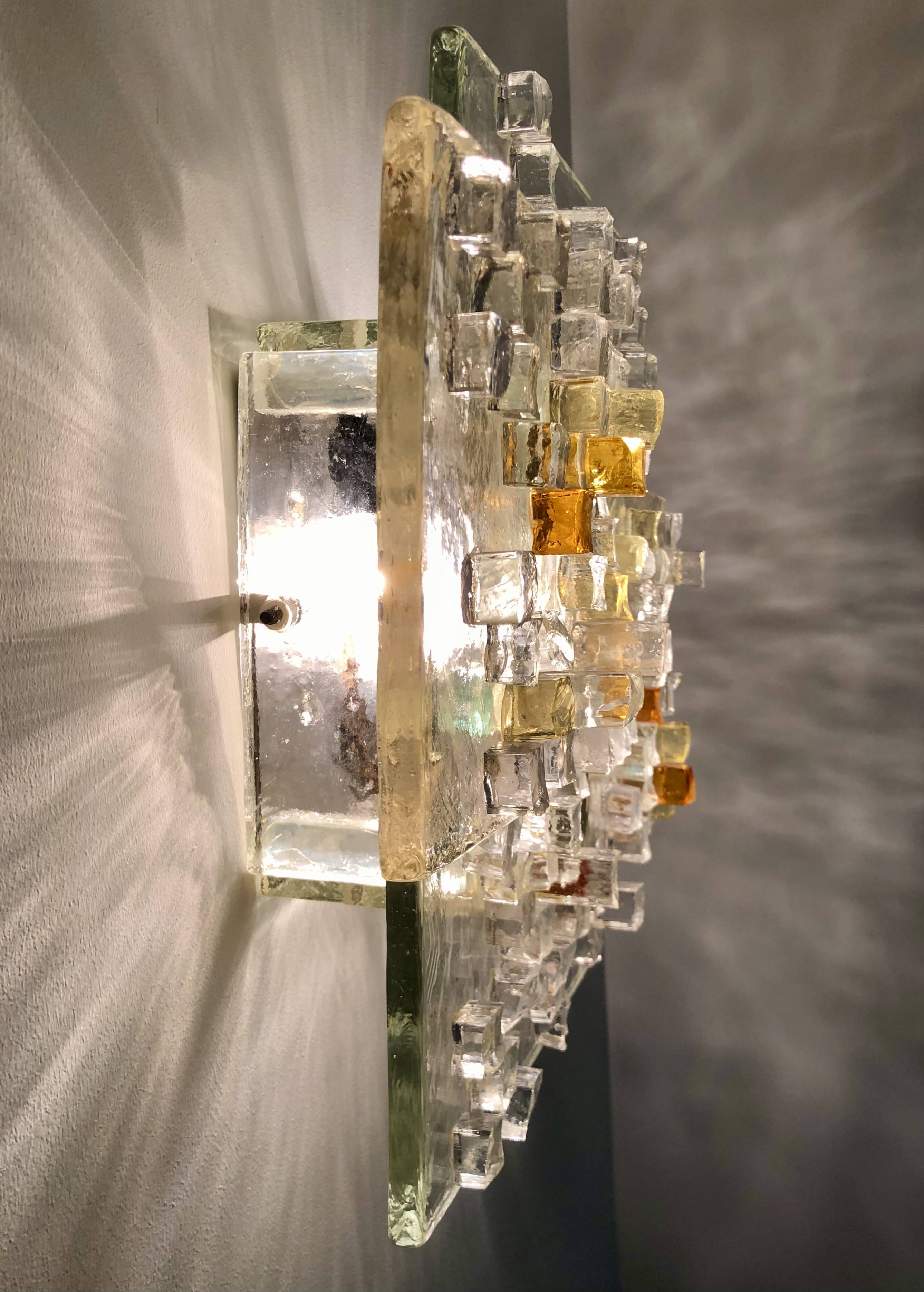 Murano glass wall lamp by Albano Poli for Poliarte, Italy 1970s