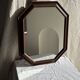Vintage brown wooden octagonal mirror 58x48