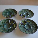 4 Vintage Barbotine Plates Artichoke Asparagus Table Decor Occasion