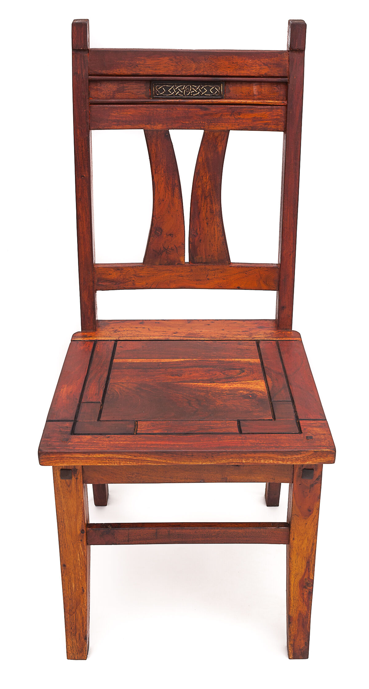Set of 4 chairs in solid mahogany, vintage Art Nouveau, 1900