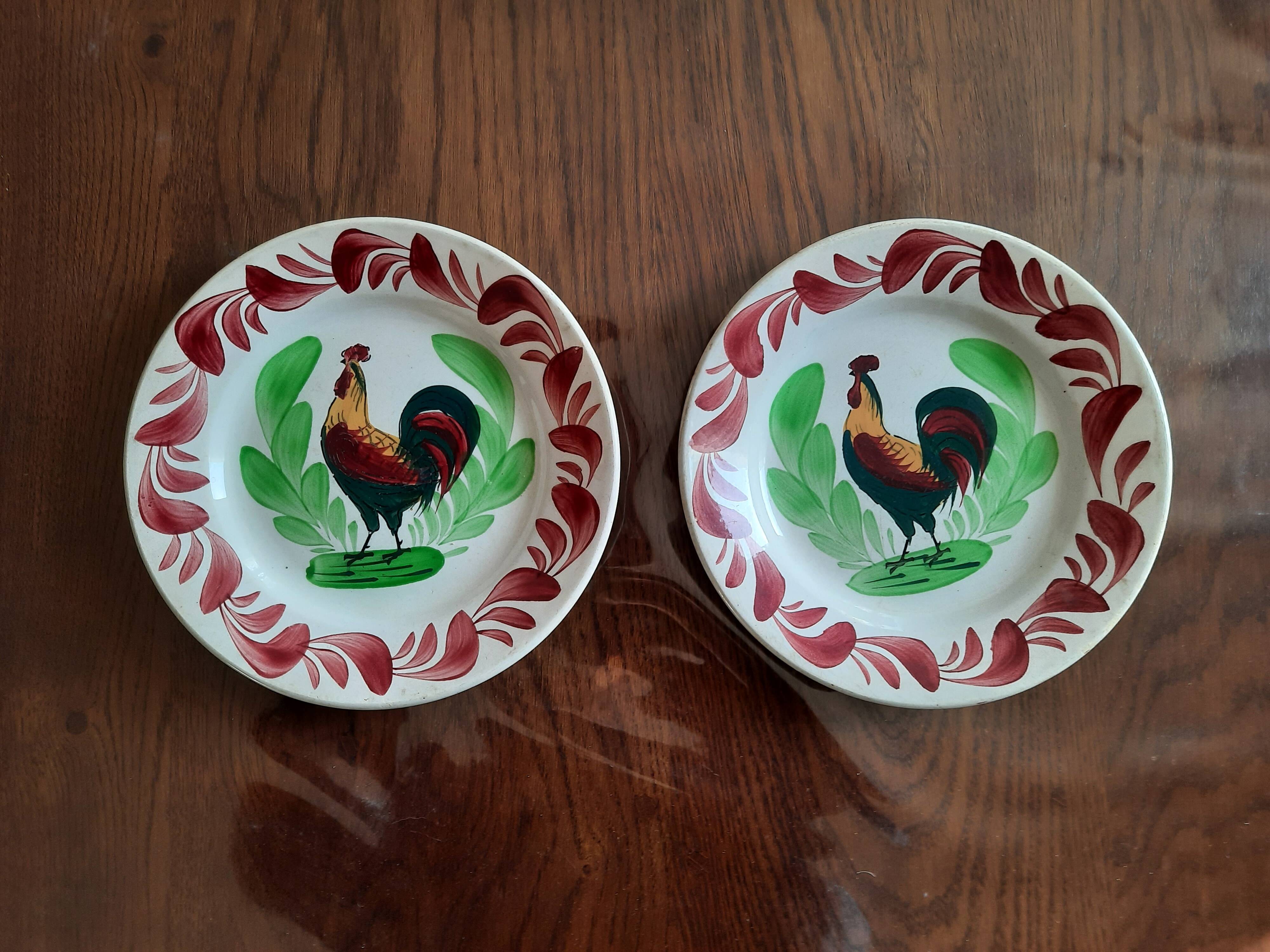 Two rooster plates