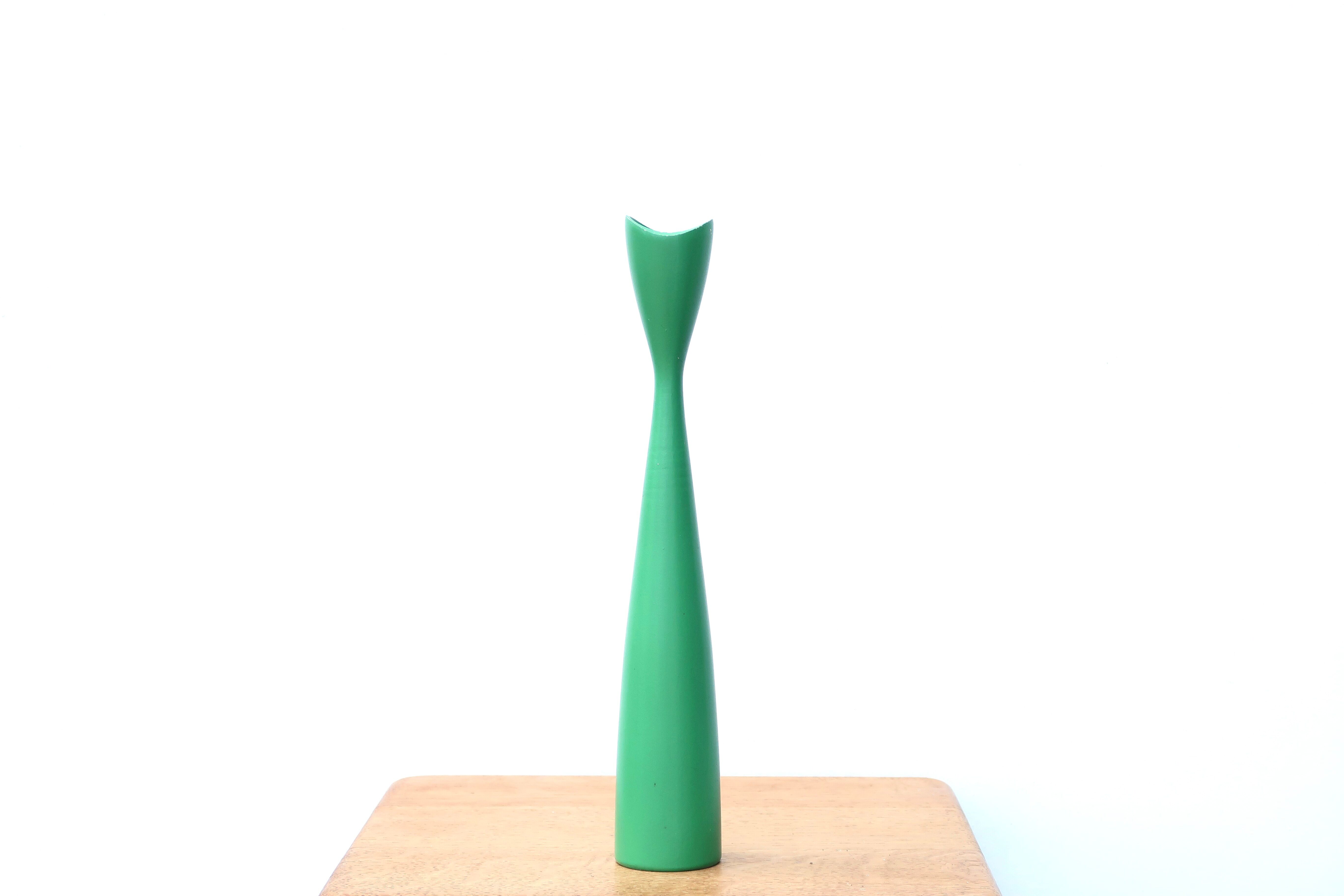 Scandinavian green vintage wooden candle holder