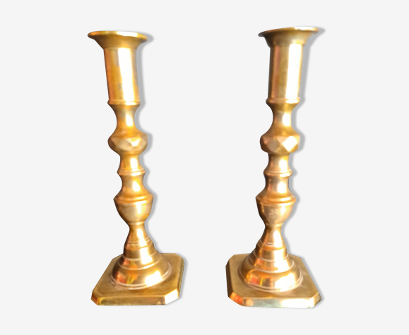 Paire de bougeoirs en cuivre Peerage England