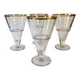 4 glass dessert bowls with gold rims, La Rochère, France