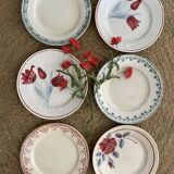 Old flat plates in red, green and blue gray.